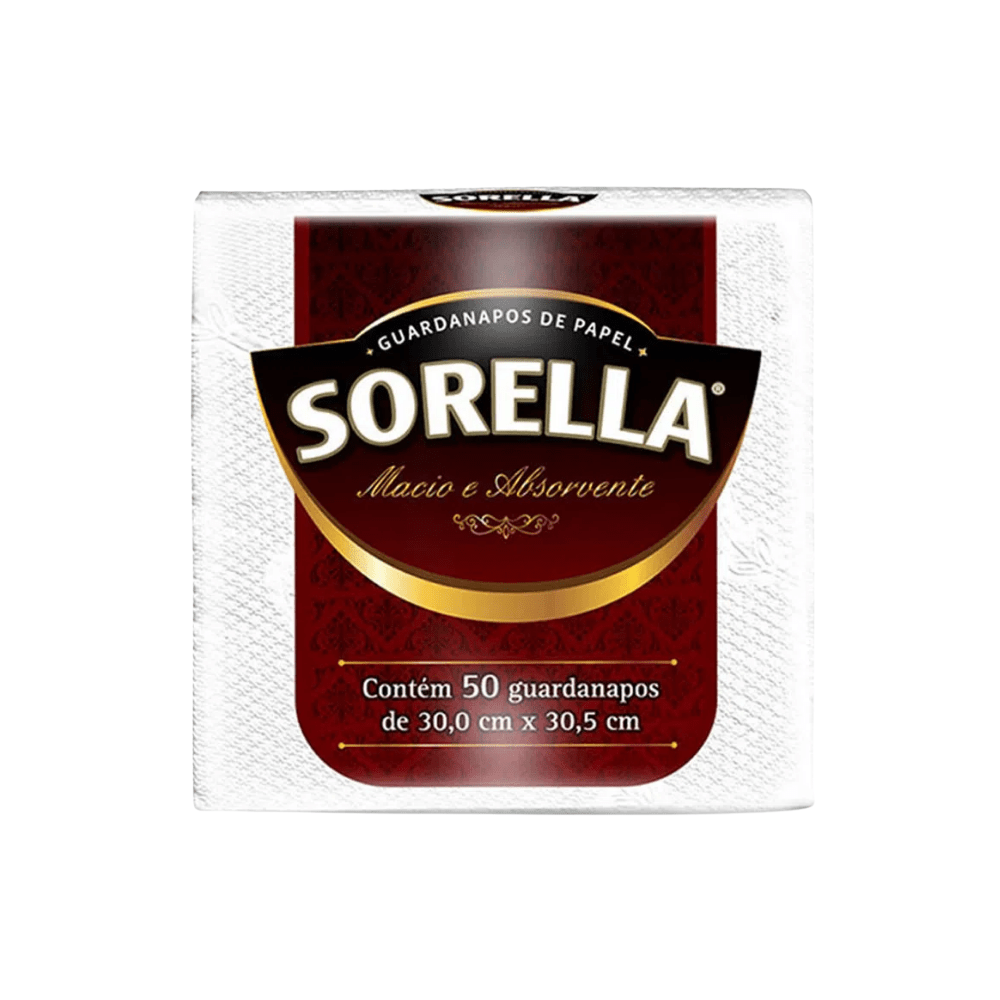 Guardanapo de Papel 30x30,5cm Sorella Folhas Simples com 50 Folhas
