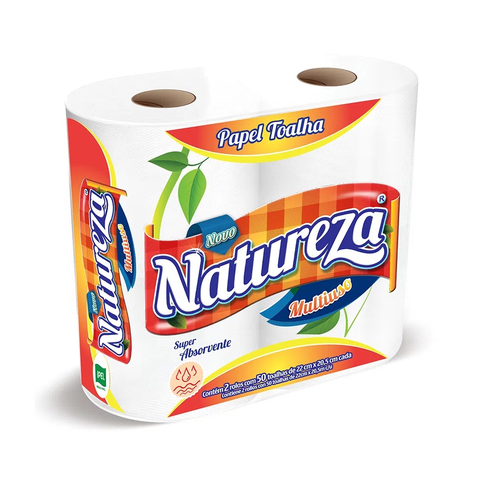 Papel Toalha para Cozinha Natureza com 2 Rolos 22x20,5cm Folha Dupla