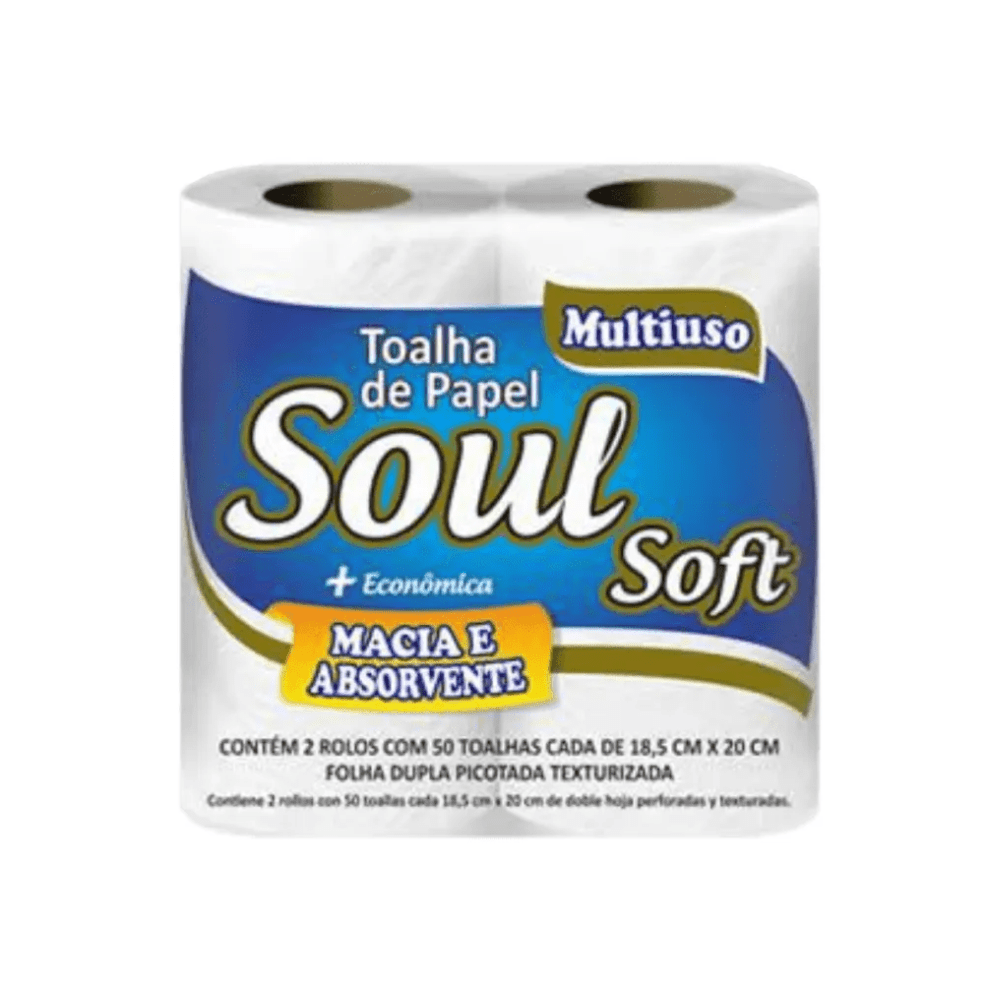 Papel Toalha para Cozinha Soul Soft com 2 Rolos 18,5x20cm Folha Dupla