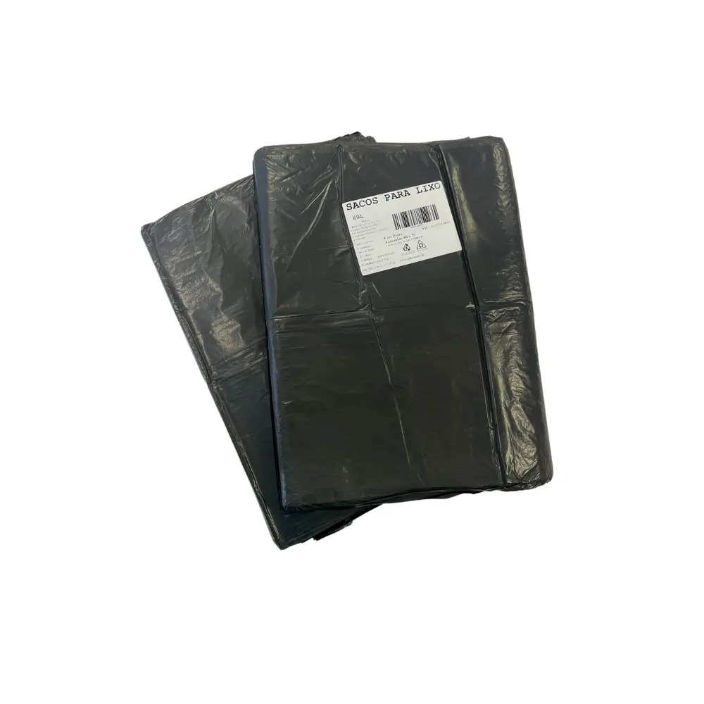 Saco de Lixo 60 Litros Preto Kubera com 80 Unid 60x75cm