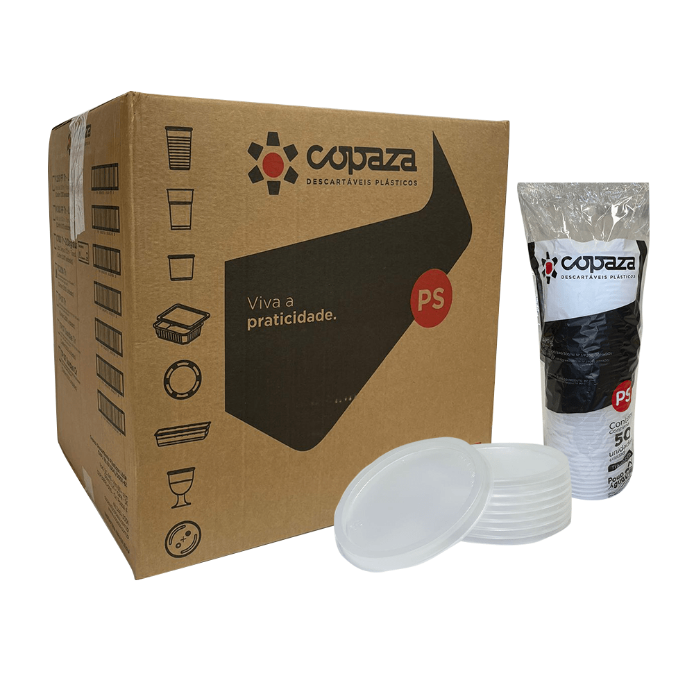 Tampa para Copos 400/440/500ml e Potes 200/250ml Copaza Sem Furo 2.000 Unid TP07