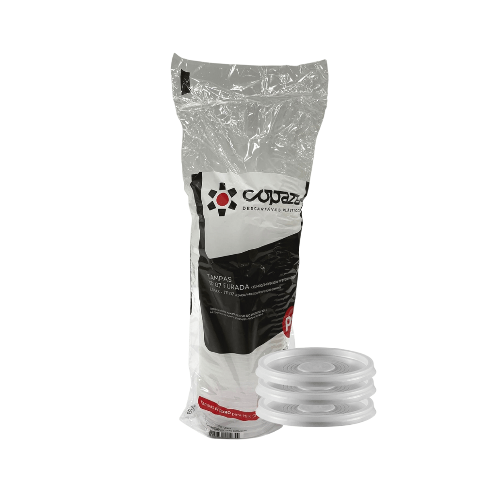 Tampa para 400/440/500ml e potes 200/250ml Copaza Com Furo 50 Unid TP07