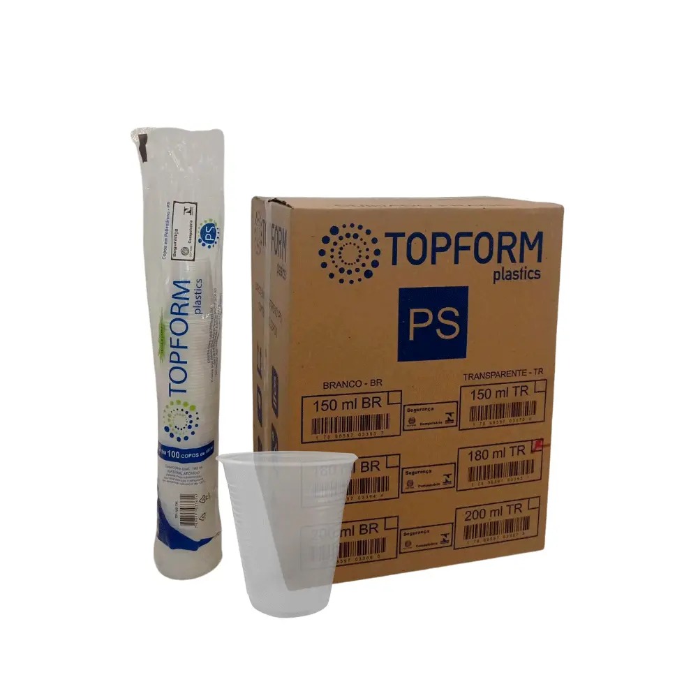 Copo Descartável Transparente 180ml TopForm 2.500 Unidades