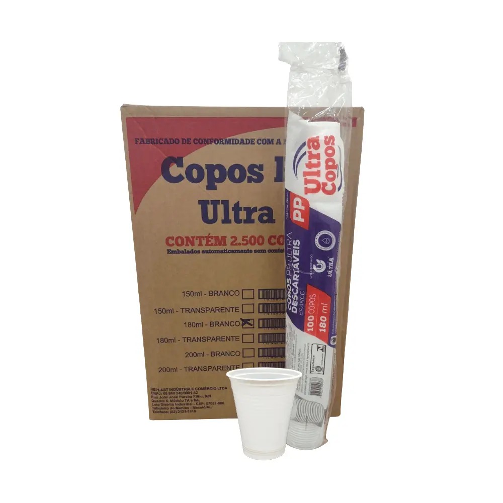 Copo Descartável Água Suco Café 180ml Ultra 2.500 Unid