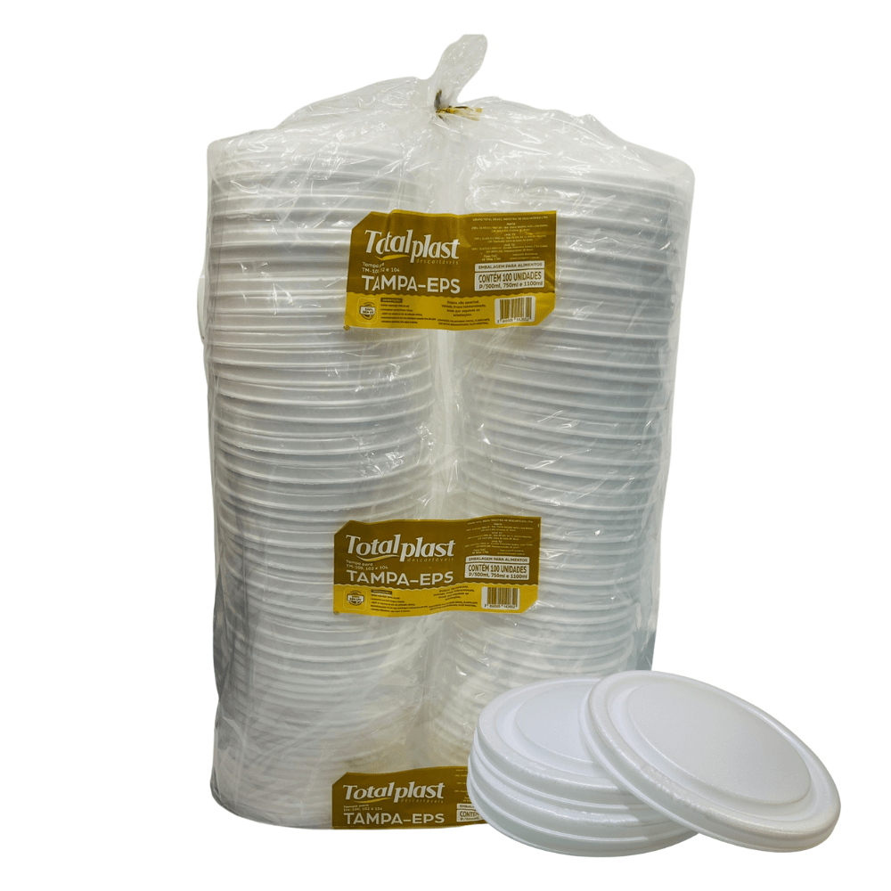 Tampa de Isopor para Marmitex 500/750 e 1.100ml Totalplast 100 Unid