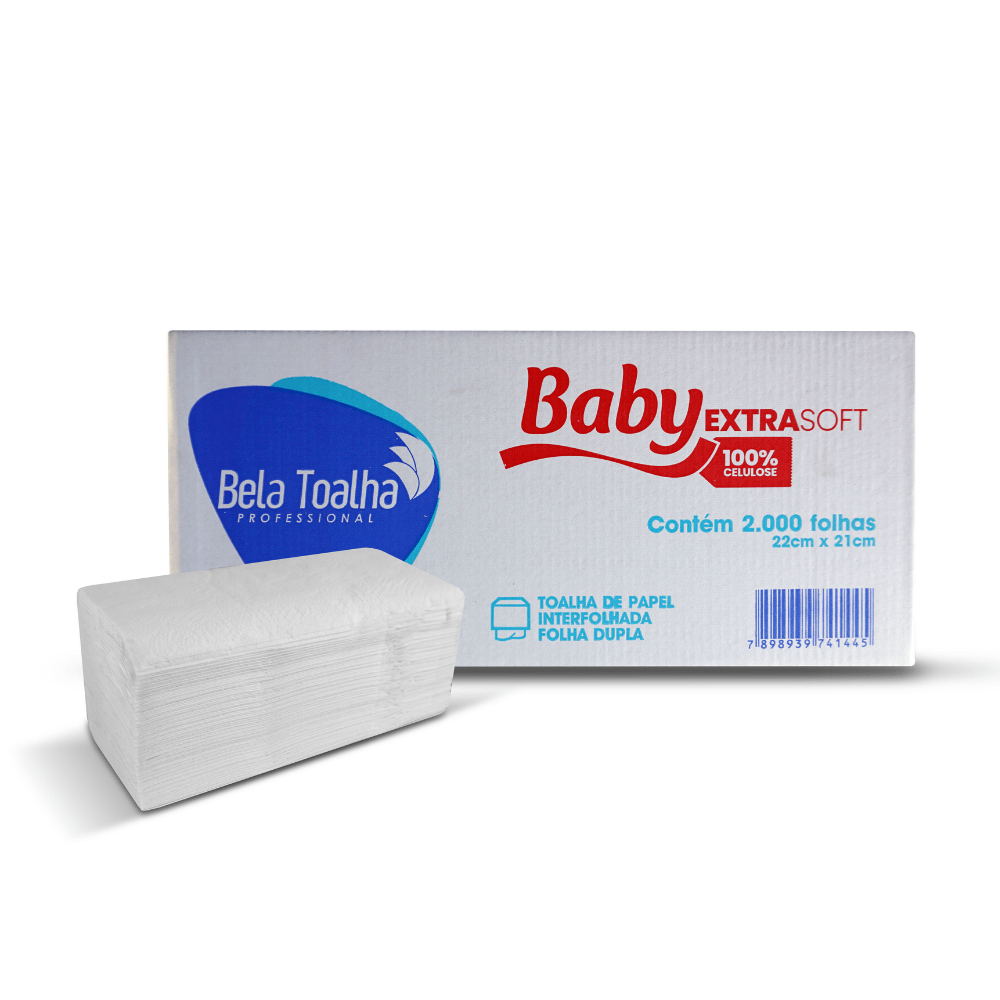 Papel Toalha Interfolha Baby 2 Dobras 2.000 Folhas Dupla 22x21cm
