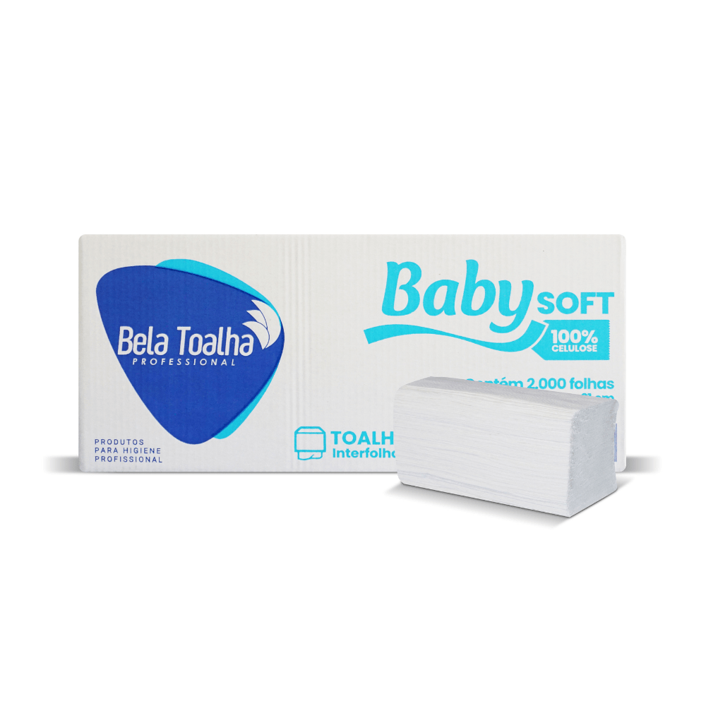 Papel Toalha Interfolha Baby 2 Dobras 2.000 Folhas Simples 23x21cm