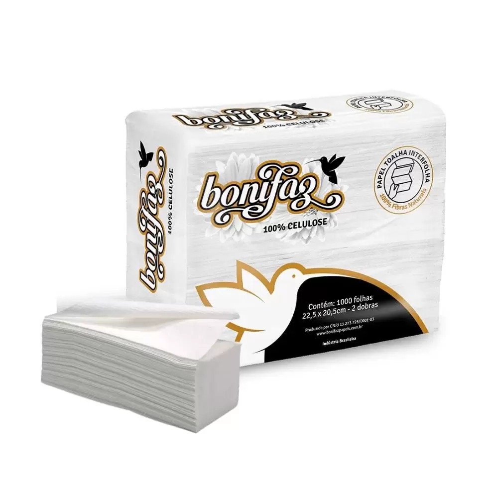Papel Toalha Interfolha Bonifaz 2 Dobras 1.000 Folhas Simples