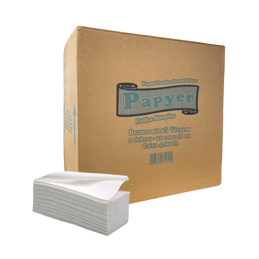 Papel Toalha Interfolha Papyer 2 Dobras 4.800 Folhas Simples 22,5x21cm
