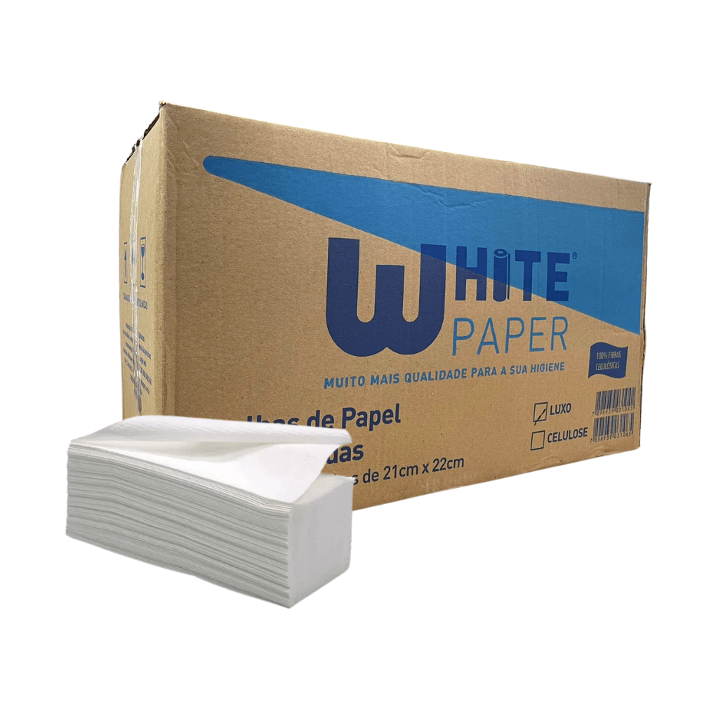 Papel Toalha Interfolha White Paper 2 Dobras 4.800 Folhas Simples 22x21cm Luxo