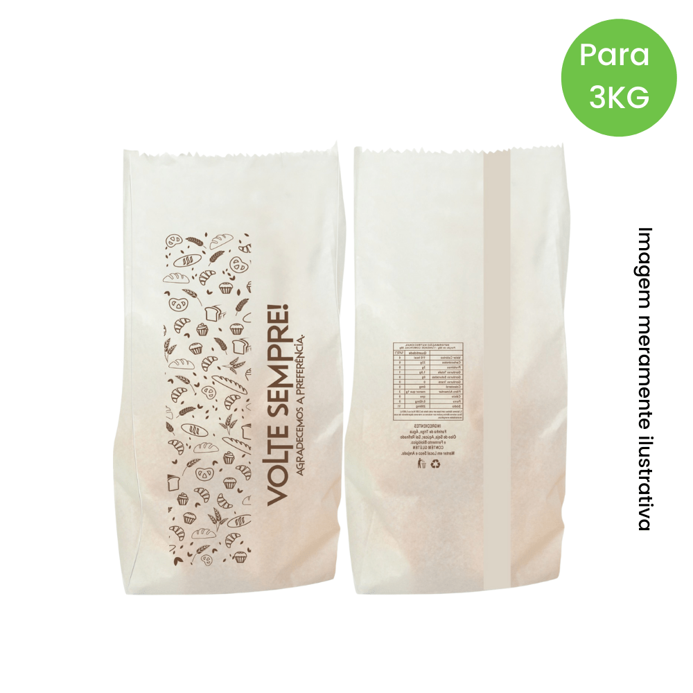 Saco para Pão Branco “Volte Sempre” 3Kg Embalebem 500 Unidades 45x38 30g
